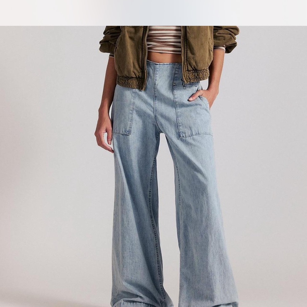 Free People We The Free Breezy Denim Pull-On Jean, Size XL in Dusk